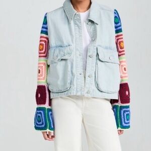 Daydreamer Jean Jacket with Crochet Sleeves